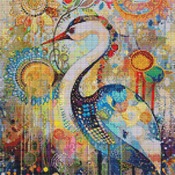 Vibrant Heron Cross Stitch Pattern