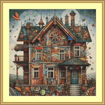 Whimsical Building Cross Stitch Pattern