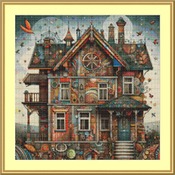 Whimsical Building Cross Stitch Pattern