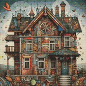 Whimsical Building Cross Stitch Pattern