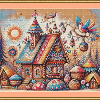 Whimsical Cottage Cross Stitch Pattern