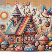 Whimsical Cottage Cross Stitch Pattern