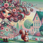 Whimsical Girl Cross Stitch Pattern