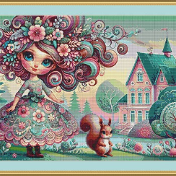 Whimsical Girl Cross Stitch Pattern