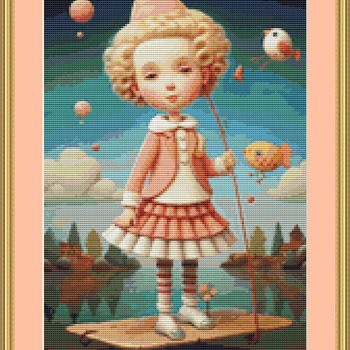 Whimsical Little Girl Cross Stitch Pattern