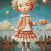 Whimsical Little Girl Cross Stitch Pattern