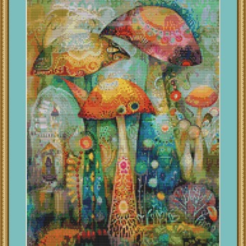 Whimsical Mushrooms Cross Stitch Pattern