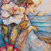 Woman With Flowers Cross Stitch