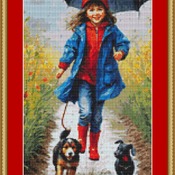 Walking The Dogs Cross Stitch Pattern