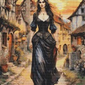 Woman In Black Cross Stitch Pattern