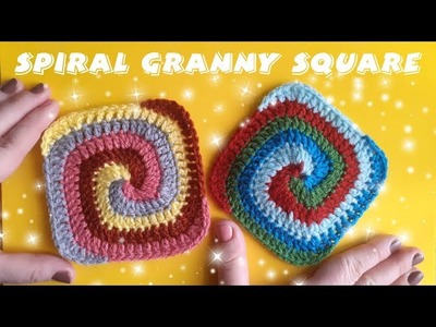 4 COLOR Spiral Granny Square. Square motif for plaid. Crochet Motif Tutorial