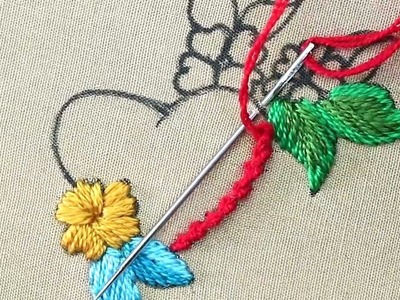 Amazing Heart Shape Flower Needle Point Art Embroidery for Sleeves, blouse, saree and dupatta design