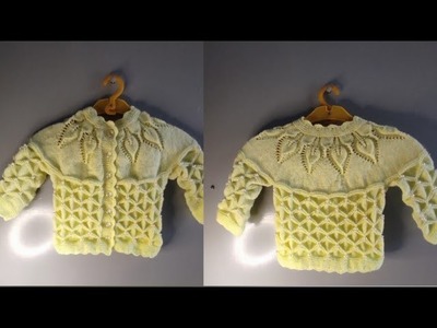 Baby cardigan start to neck with leaf pattern 2 years old(PART-3)