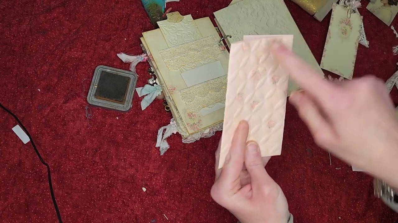 Creating an easy beautiful page in your junk journal, how to make a lace ruffle with hot glue