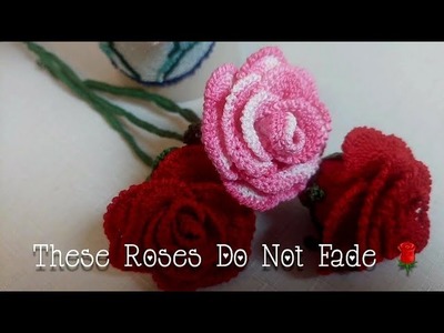 Crochet 3D Long Stem Rose How-to Tutorial (These Flowers Do Not die ????????????) Amigurumi Motif Lace