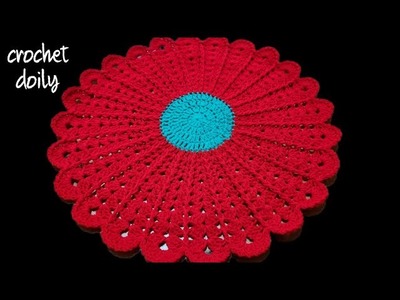 Crochet doily tutorial. crochet thalposh pattern. placemat crochet pattern. step by step video