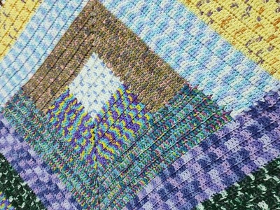 Crochet Log Cabin Granny Square Blanket Tutorial| Log Cabin Solid Granny Square With ridges pattern