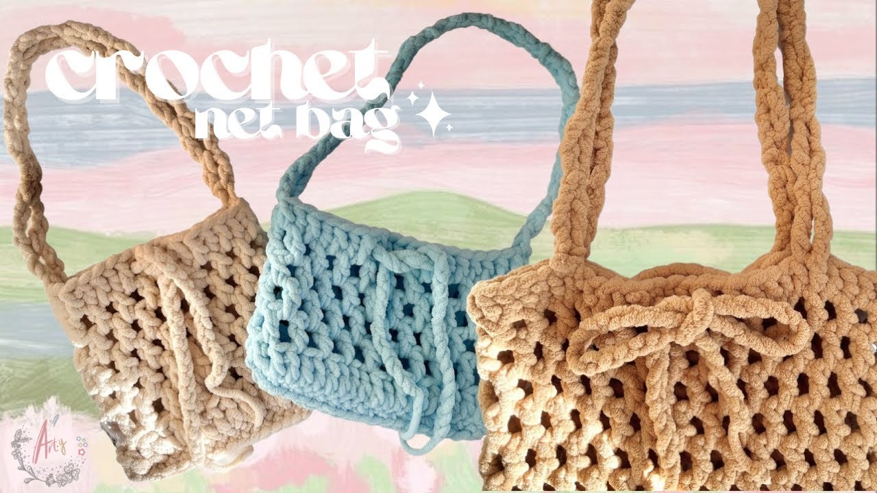 Crochet Net Bag Tutorial + FREE pdf written pattern! | Art.y