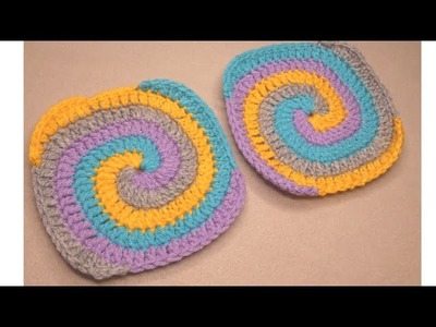 Crochet spiral granny square tutorial for beginners