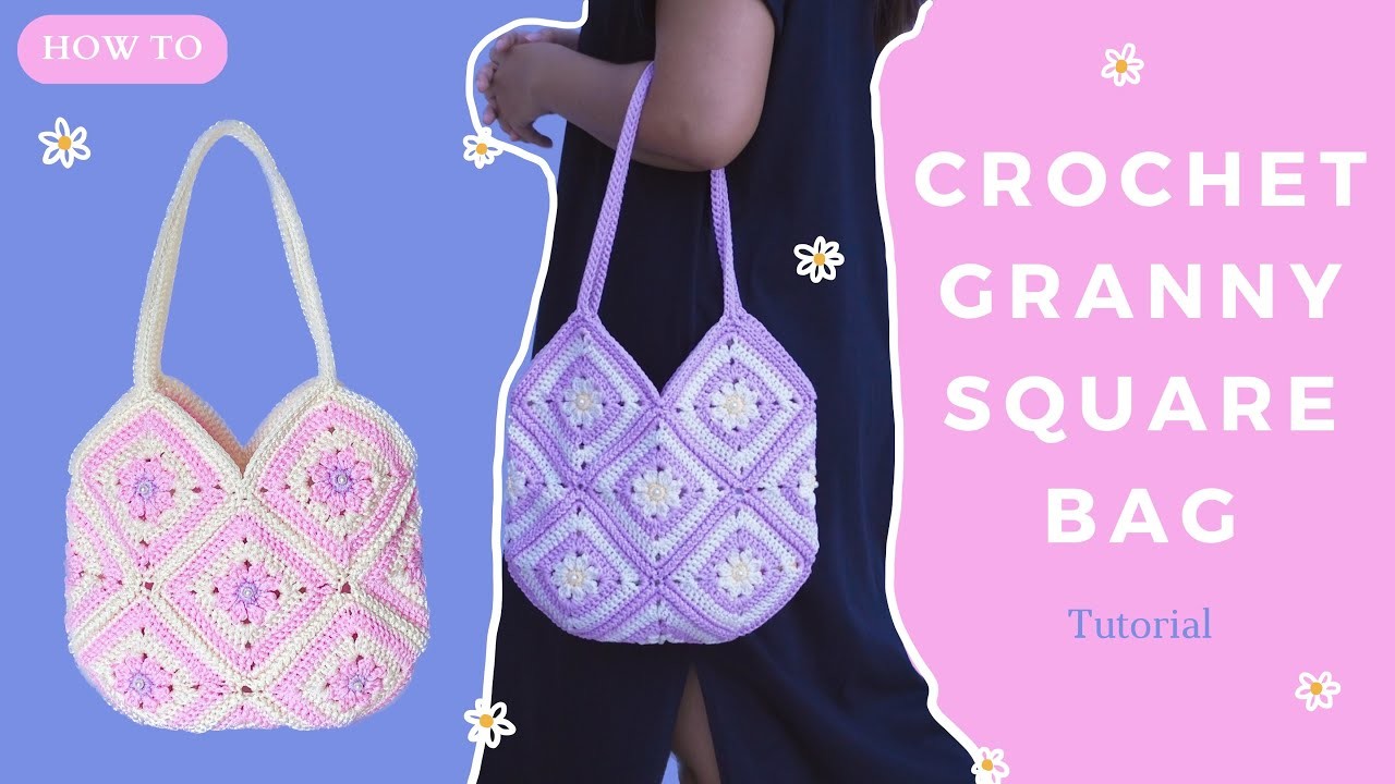 Daisy Granny Square Tote Bag | Crochet Tutorial | Adisa Crafts
