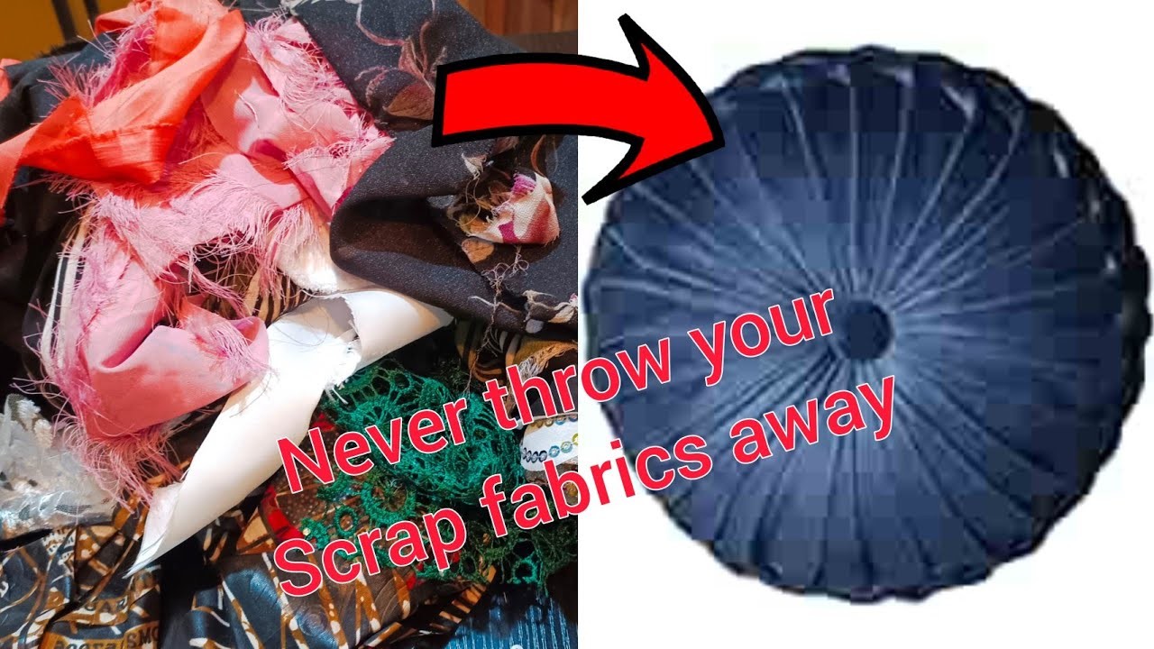DIY.HOW TO MAKE A ROUND THROW PILLOW FROM SCRAP FABRIC.CLOTH PIECES.BEGINNER'S FRIENDLY