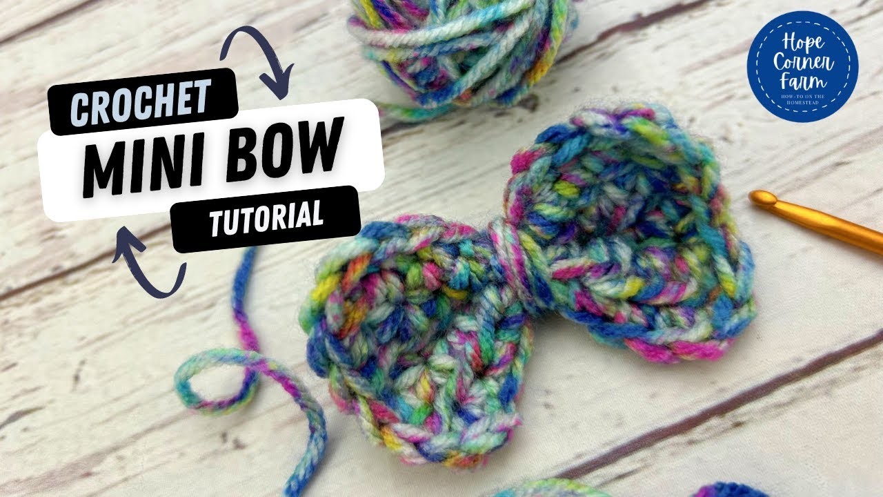 Easy Crochet Bow Tutorial | Hair Accessories | Scrap Yarn Project | Hope Corner Farm Crochet