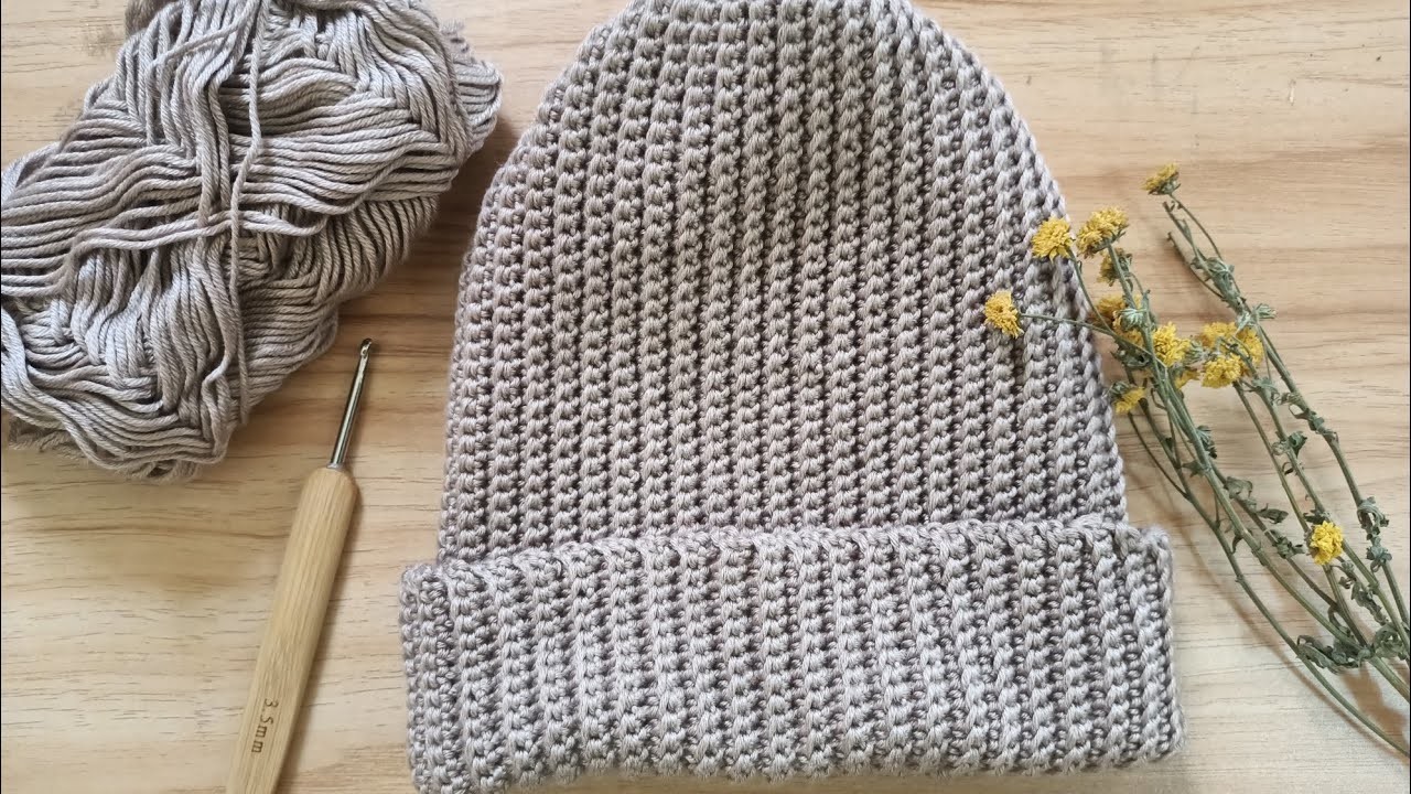 Easy Crochet Ribbed Beanie | How to Crochet Ribbed Beanie Beginners | Knit Look Crochet Beanie