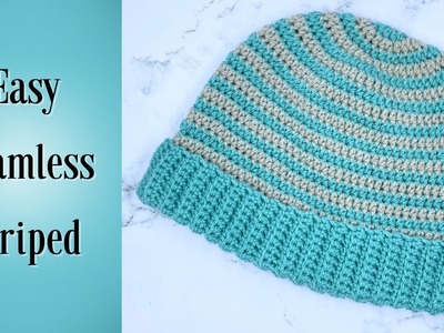 How to Crochet a Striped Beanie with NO Seam! | Easy Crochet Tutorial