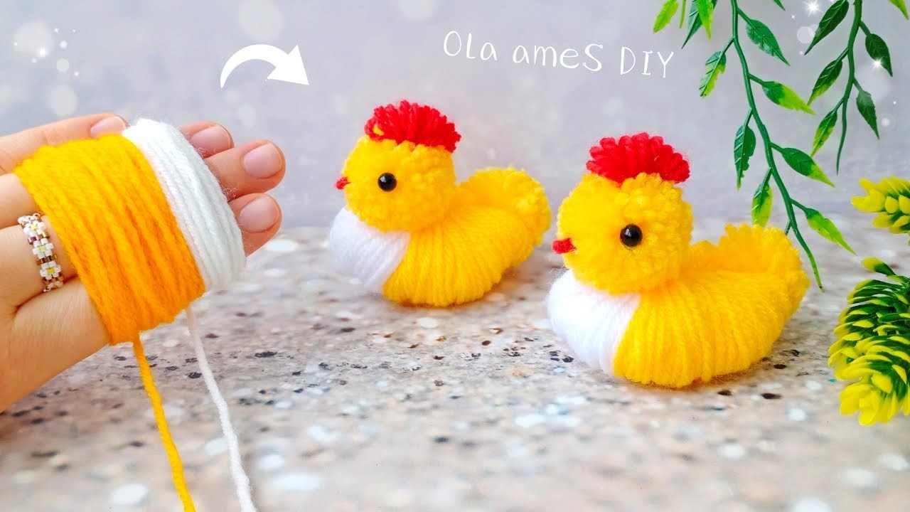 ???????? It's so Cute ❤️ Super Easy Chicken Making Idea with Yarn - DIY Woolen Toys - Easter Decor Ideas