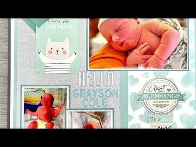 Process video for baby boy scrapbook page