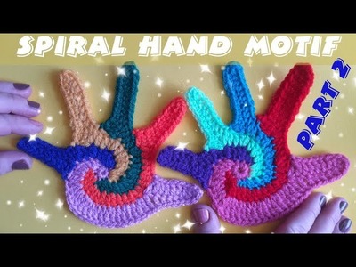 Spiral Hand Motif Seamless  - PART 2 ????️ Crochet Coaster ✋ Spiral crochet Palm ????️Five Colors yarn