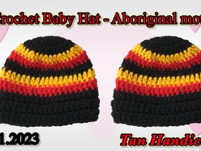 Tutorial ke 1190 - Crochet Baby’s Hat ( aboriginal colour )