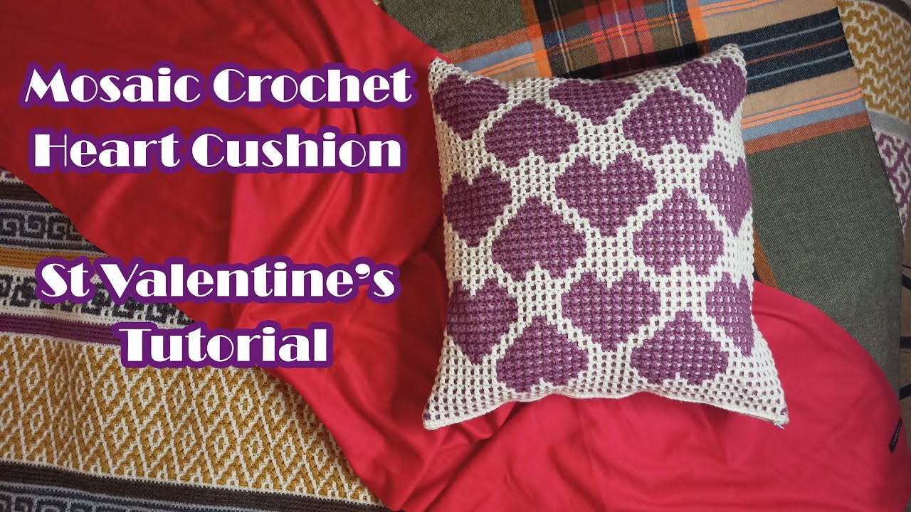 Valentine's Day Mosaic Cushion (crochet tutorial)
