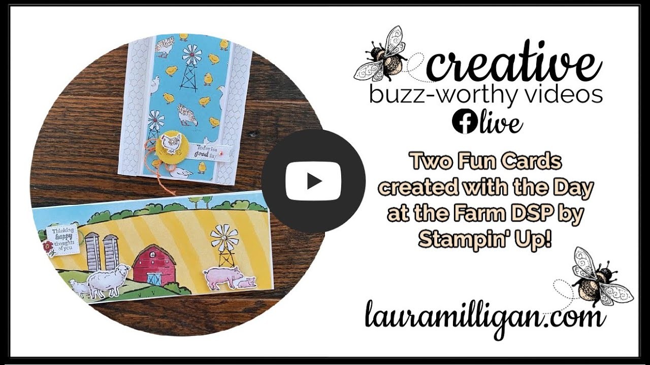 Video How to Create a fun fold and slimline card using Day at the Farm DSP from Stampin' Up!