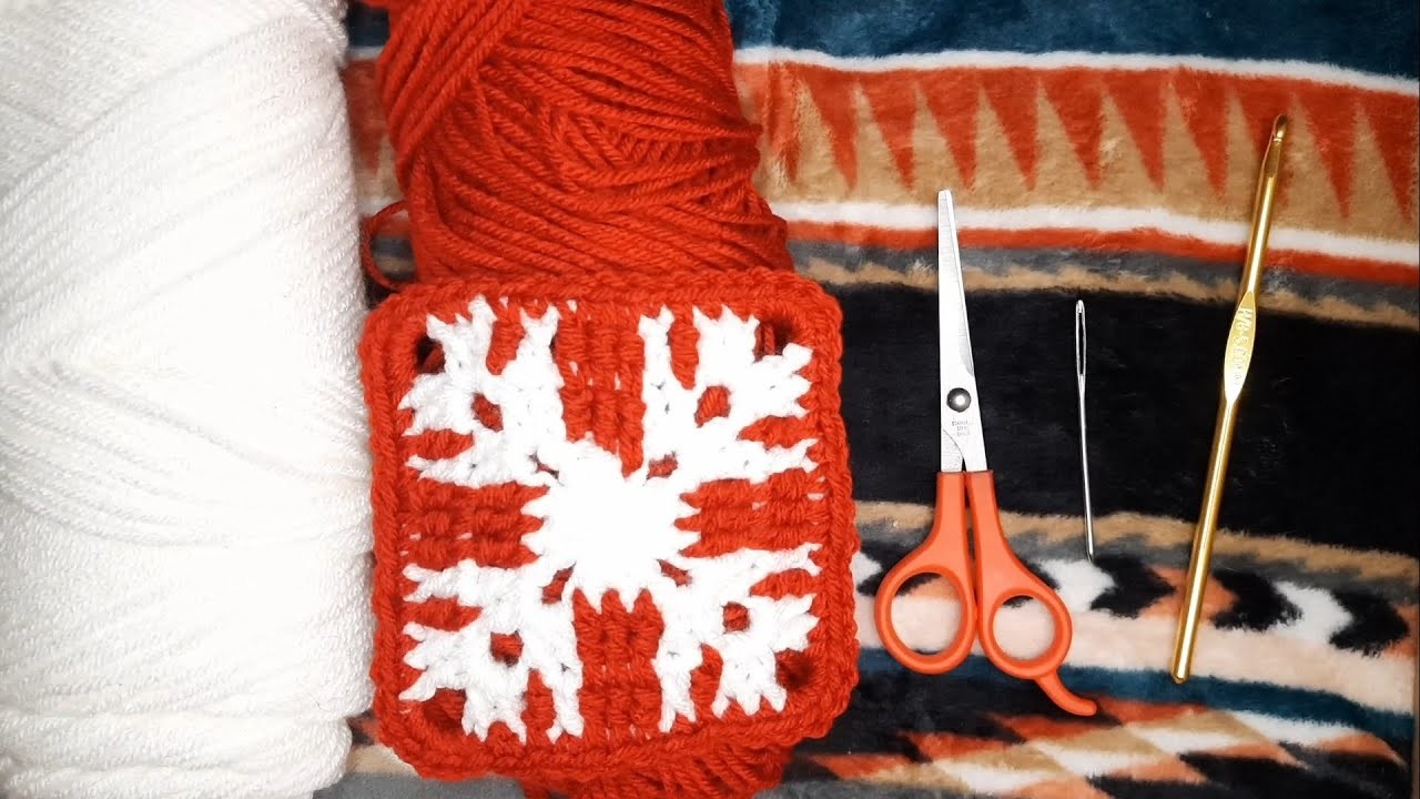 Waterfall crochet snowflake granny square tutorial with free pattern