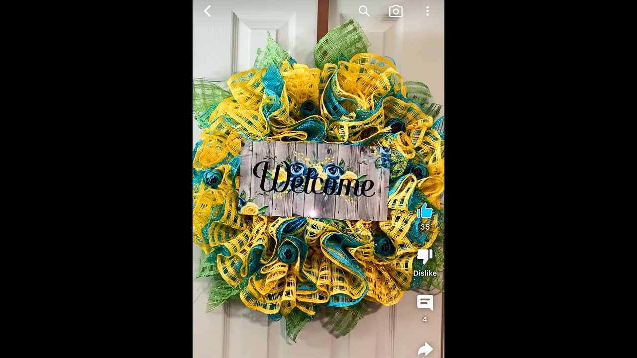 Yellow and Blue Texas Rose Wreath Tutorial
