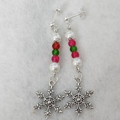 Beautiful sterling silver dangly snowflake Christmas earrings