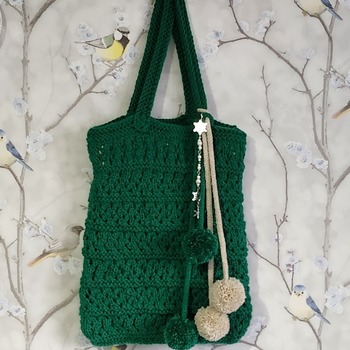 Hand knitted oversized jade bag fully lined