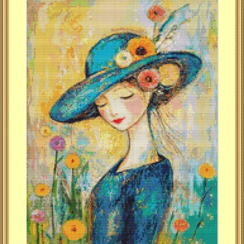 A Blue Hat Cross Stitch Pattern