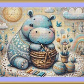 Adorable Hippo Cross Stitch Pattern