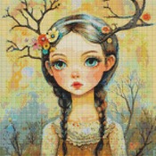 Antlers Cross Cross Stitch Pattern