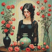 Arranging Roses Cross Stitch Pattern