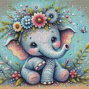 Baby Elephant Cross Stitch Pattern