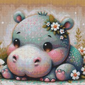 Baby Hippo Cross Stitch Pattern