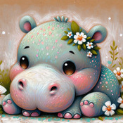 Baby Hippo Cross Stitch Pattern