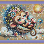 Baby Monkey Cross Stitch Pattern