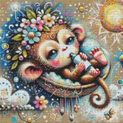 Baby Monkey Cross Stitch Pattern