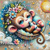 Baby Monkey Cross Stitch Pattern