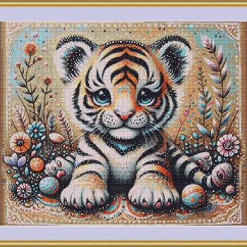 Baby Tiger Cub Cross Stitch Pattern