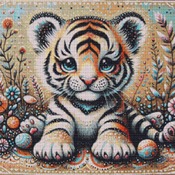 Baby Tiger Cub Cross Stitch Pattern